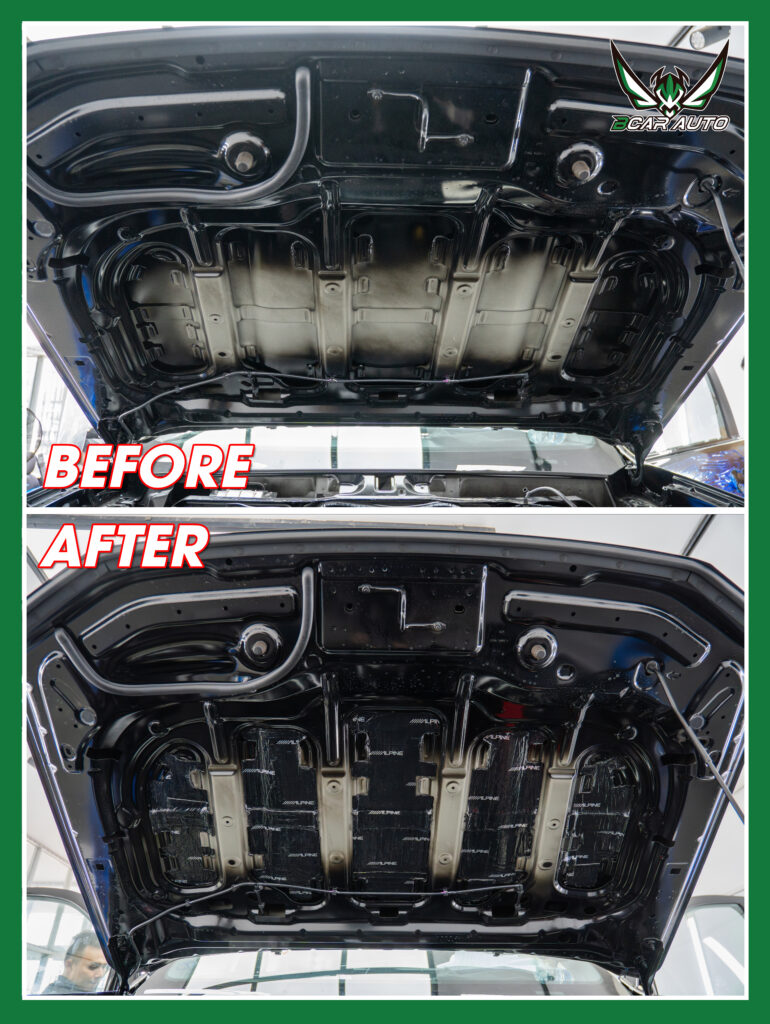 Thi công cách âm nắp capo xe Ford Everest tại Bcar Auto 