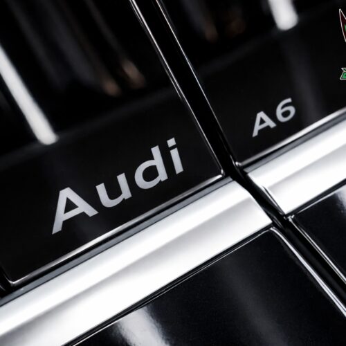 logo Audi A6 trên bề mặt 2 cửa sáng bóng sau khi dán PPF