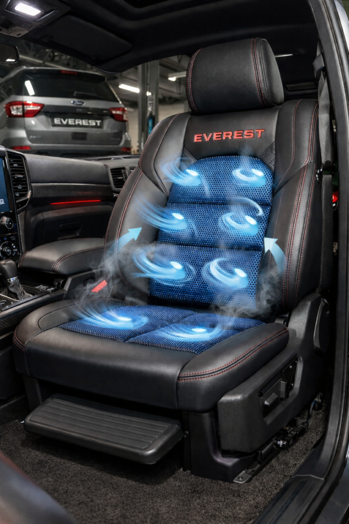 Mô phỏng bộ mát ghế khi lắp bên dưới ghế